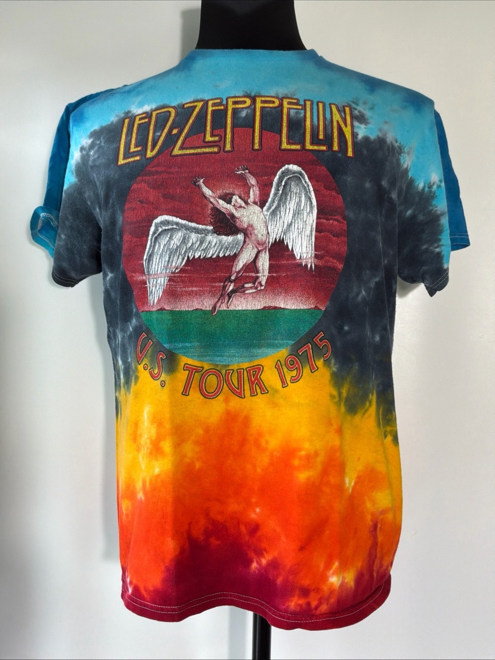 Led Zeppelin 1975 US Tour Graphic Tie Dye T Shirt Size Large